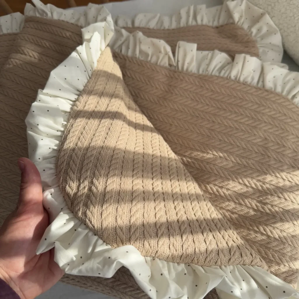 Ruffled Cable-Knit Baby Blanket