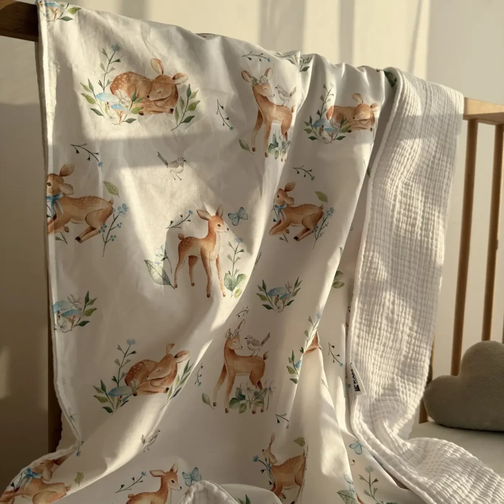 Fawn Print Double Muslin Blanket