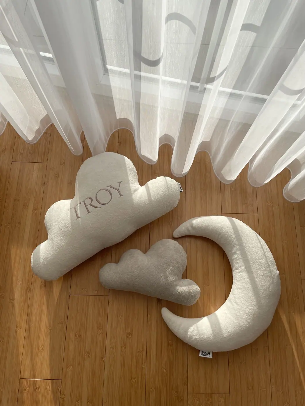 Moon Pillow with Embroidered Name