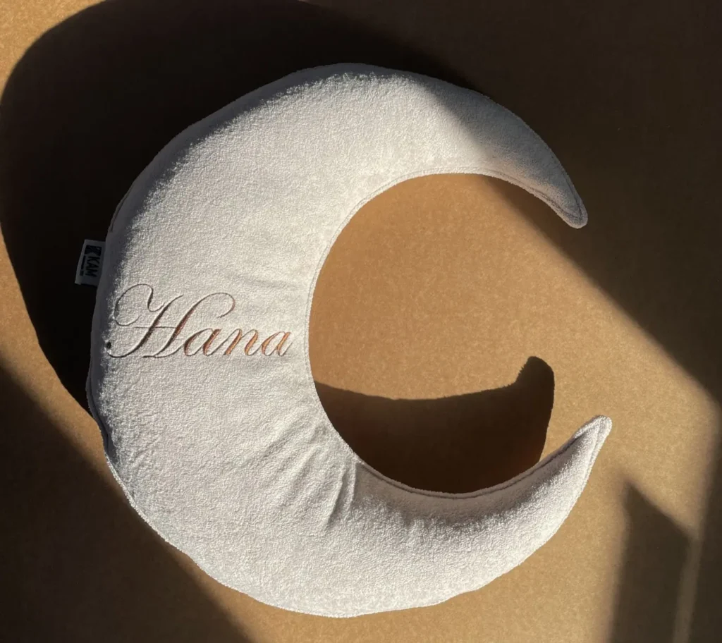 Moon Pillow with Embroidered Name